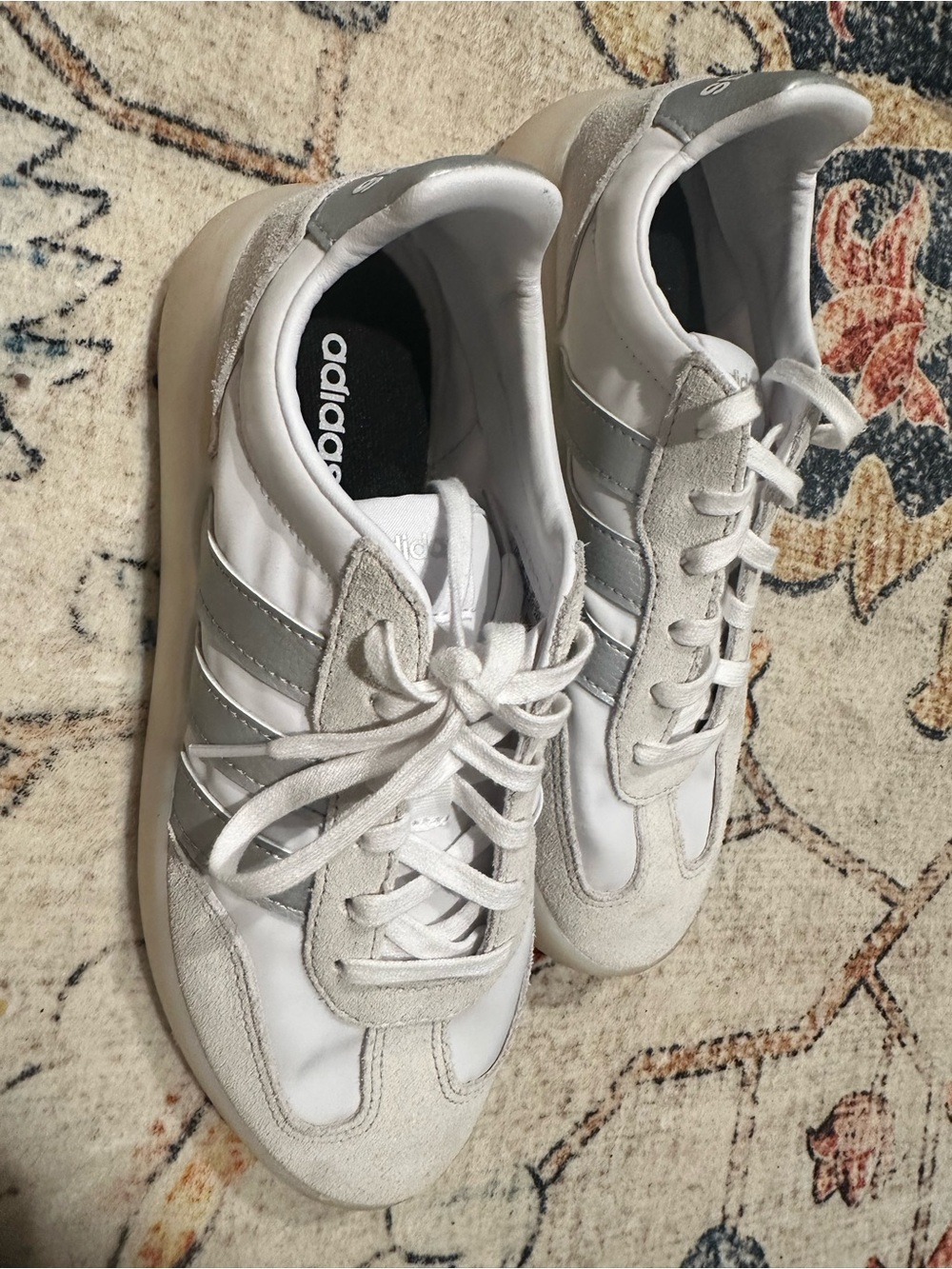 adidas Women’s White & Silver Retro-Inspired Sneakers